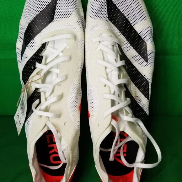 Adidas Adizero Avanti Track Shoes, Mens Size 13, White/Solar/Black W/SPIKES NEW